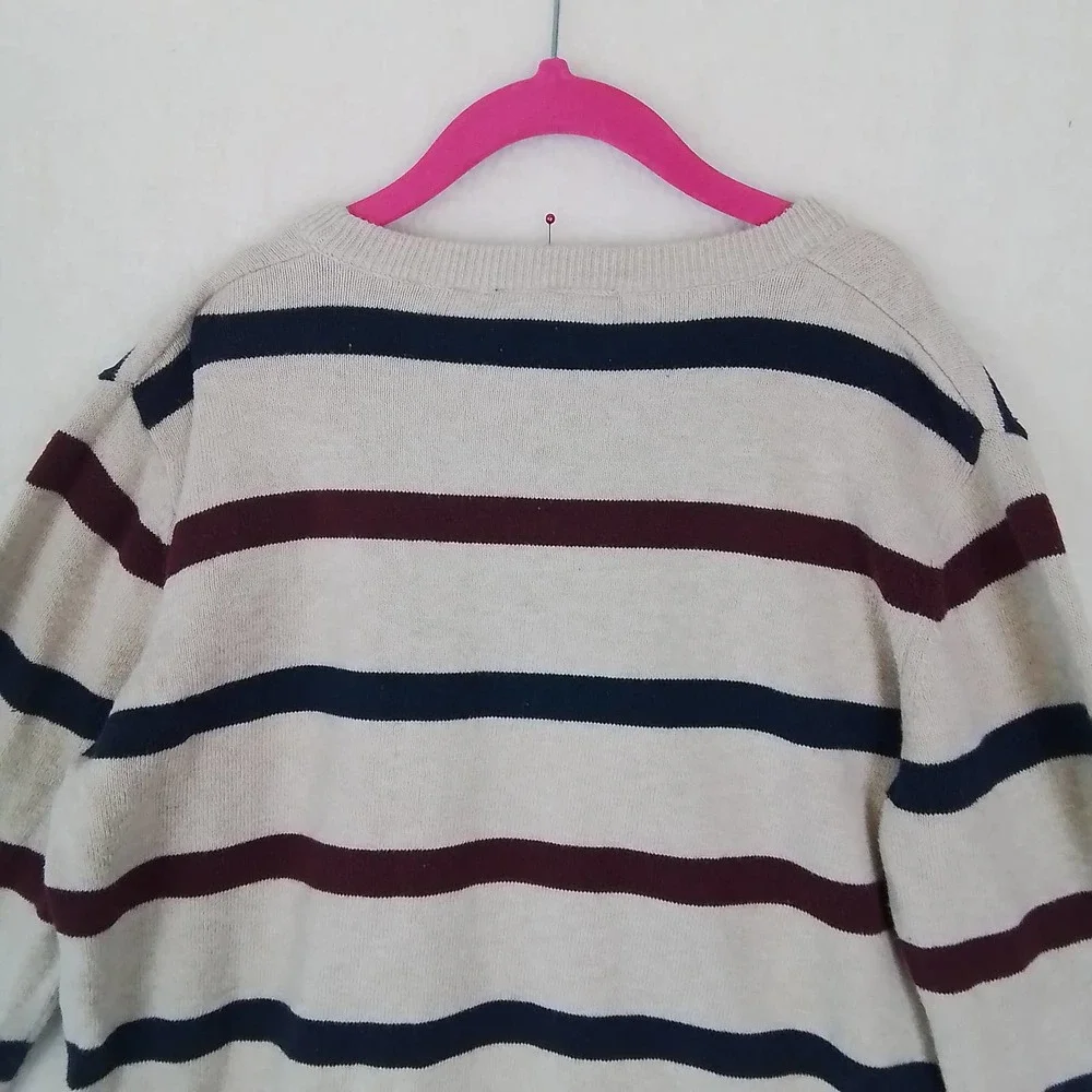 Children's Place Cotton Crew Neck Knit Sweater Size Large in‎ Tan w/ Stripes